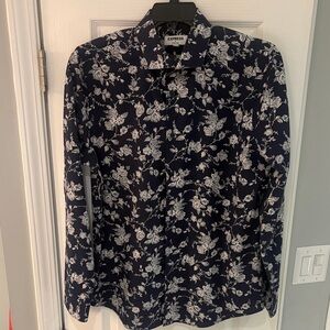 Express Navy Floral Dress Shirt